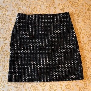 LOFT Black Tweed Mini Skirt with White Flecking